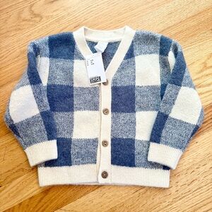 H&M Kids Blue and Cream Checkered Sweater 2-3